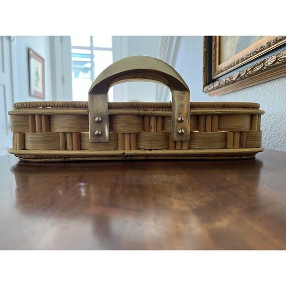 Vintage Ralph Lauren Rattan Reed Tray Brass Handles - Picture 11 of 15